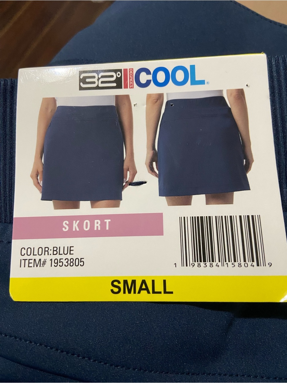 32 Degrees Women's Blue Skort S Lined Solid Short Zip Zipper Accent